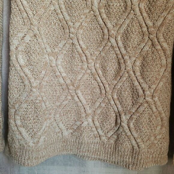 Faded Glory Sweater Size L Ivory Cable Knit Pullover Oatmeal Marl Cotton Blend - Picture 5 of 10